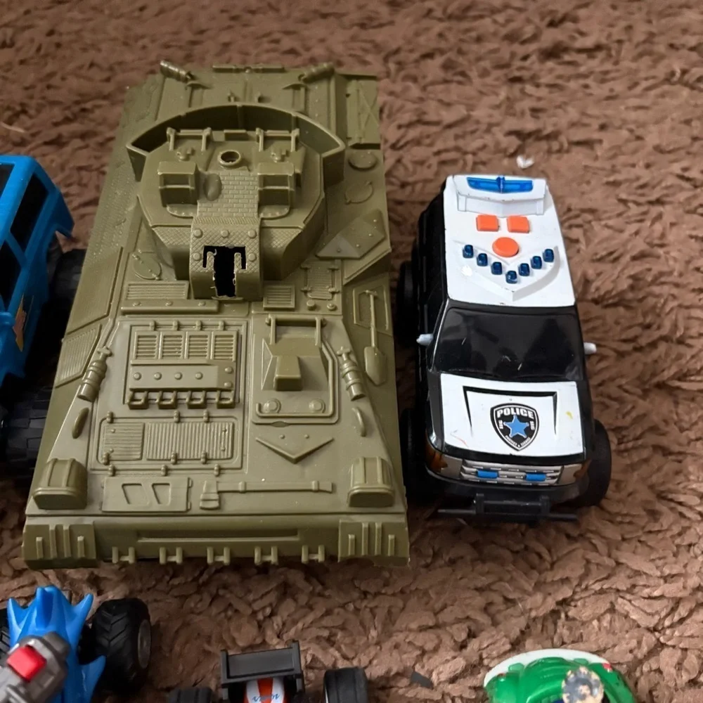 Toy Car Bundle Lot Army Tank Dinosaur Monster Truck Jeep Police Archie
